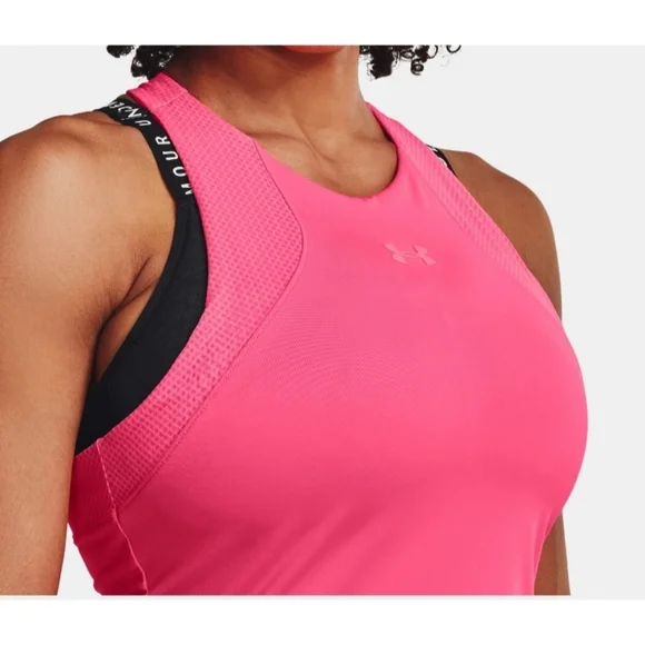 Under Armour Women's Sport 2 in 1 Racerback Tank Top BIB Avy 1356299 Hot Pink M - Picture 2 of 12